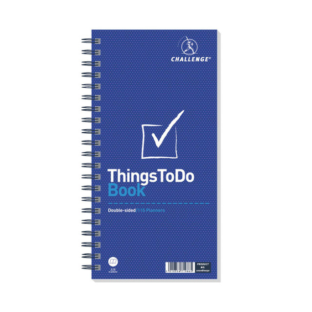 CW Office Challenge Things To Do Wb Notebook, blue spiral-bound planner with checkmark icon on cover and 'Things To Do' title, used for organizing tasks and daily activities.