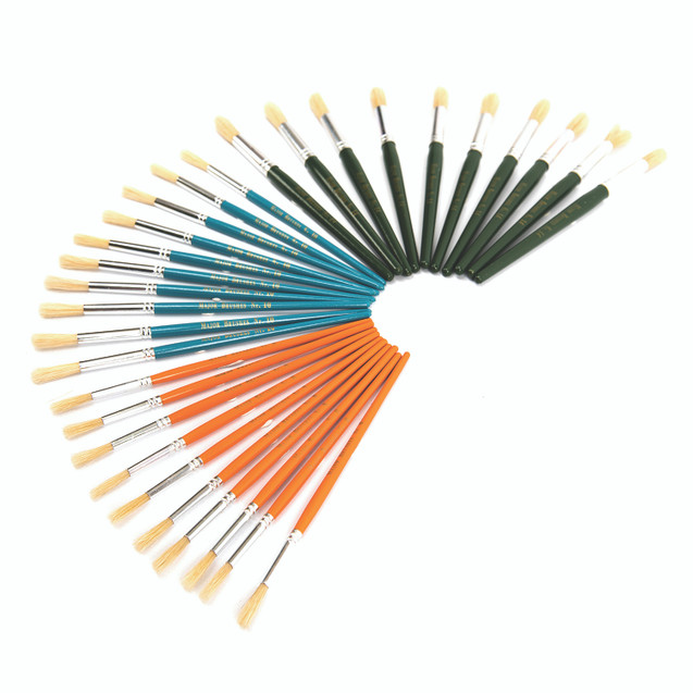 Hog Hair Rnd Short Paint Brush PK30