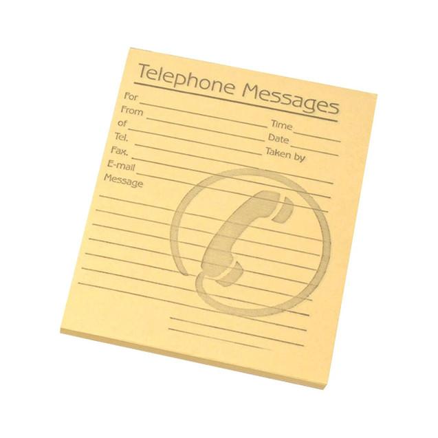 CW Office Challenge Tel Mess Pad 102MM X 127MM, yellow telephone message pad with handwritten style layout