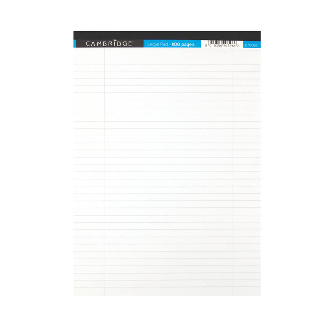 CW Office Cambridge Legal Pad A4 70GSM White Pack of 10, lined paper for office and school use.
