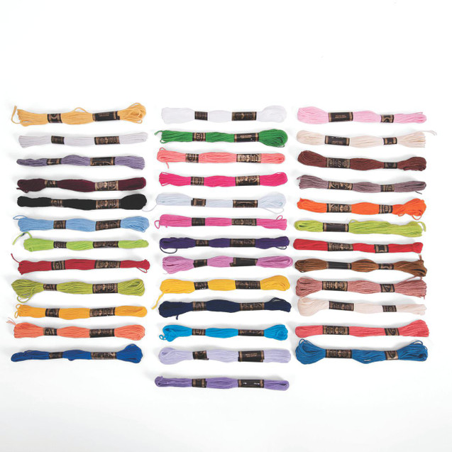 CW Office Standard Embroidery Cotton PK36, colorful embroidery thread skeins arranged in rows.