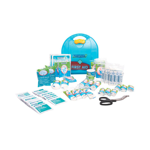 CW Office Astroplast Catr First Aid Kit Med, complete first aid kit with medical supplies and first aid tools in a blue case