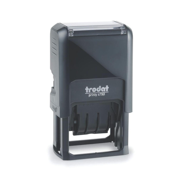 CW Office Trodat Printy Dater 4750L1 Received, gray self-inking stamp with adjustable date wheels.