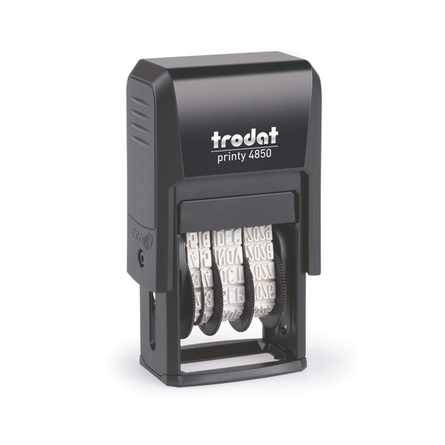 CW Office Trodat Printy 4850L2 Mini Dater, compact self-inking date stamp with adjustable dials for date customization.