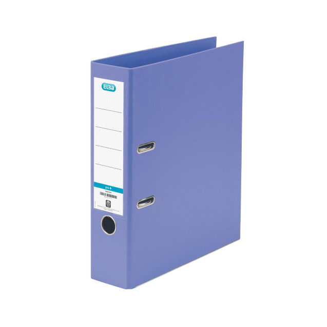 CW Office Elba 70MM Lever Arch A4 PVC Purple, a blue lever arch file with purple PVC cover and metal rings for organizing A4 documents.