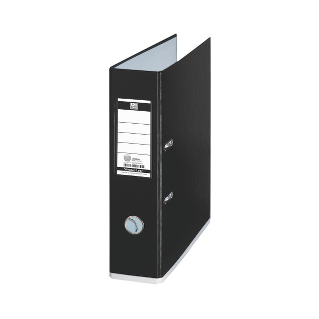 Product CW Office Mycolour Lever Arch A4 Black/White, a black lever arch file with a white label for organization, designed for A4-sized documents.