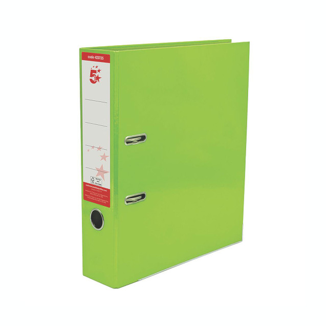 CW Office Lever Arch File A4 Green PK10, sturdy A4-sized green lever arch file for organizing and storing documents.