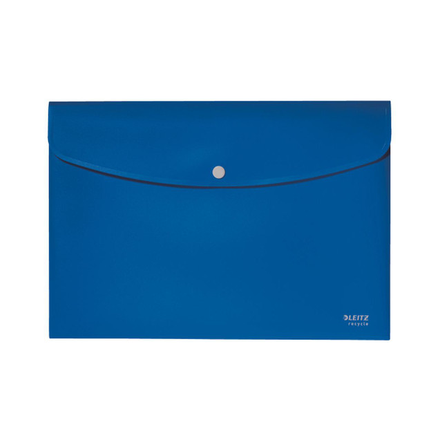 CW Office Leitz Recycle Doc Wallet A4 Blue, a durable A4-sized document holder made from recycled materials with a sleek design.