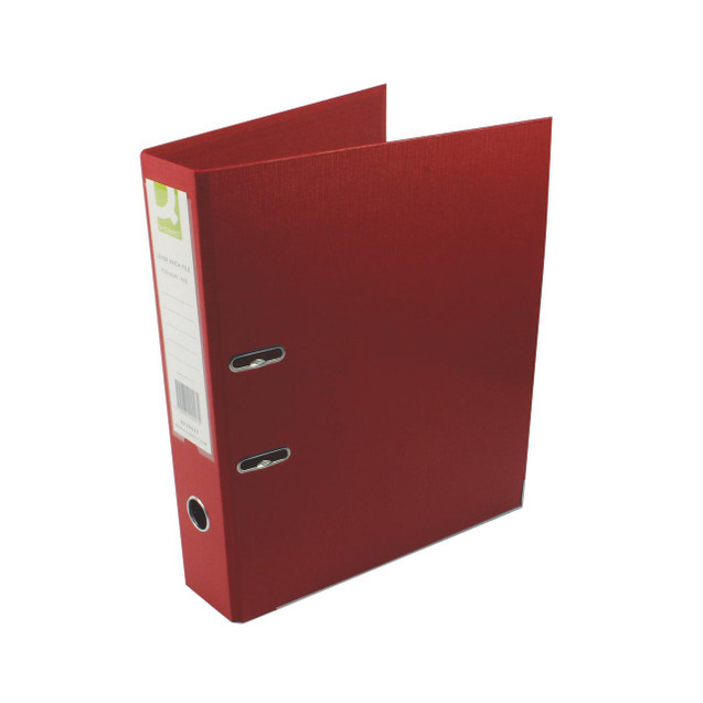 CW Office Q-Connect Lach Foolscap Red PK10, red lever arch file for organizing documents.