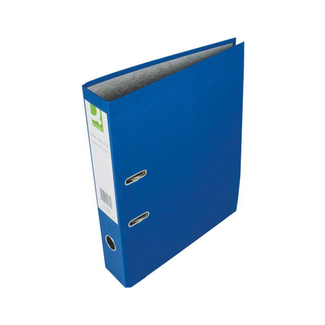 CW Office Q-Connect Lach Foolscap Blue PK10, blue foolscap lever arch files for document storage and organization.