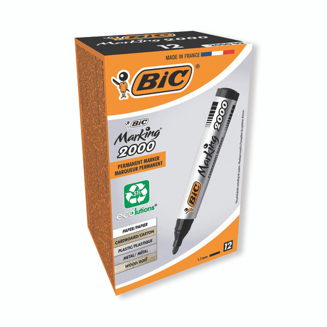 Bic 2000 Bullet Perm Marker BLK PK12