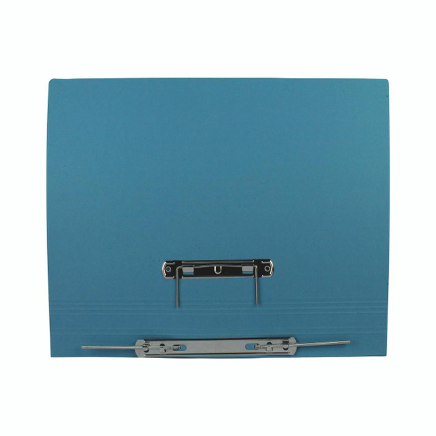 CW Office Q-Connect Transfer File FS Blue PK25, a blue transfer file folder with metal clamp and secure clasp for organized document storage.
