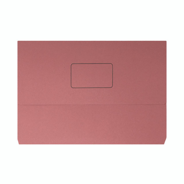 CW Office Document Wallet 220GSM FC Pink PK50, pink document folder with secure closure and label area for organization.