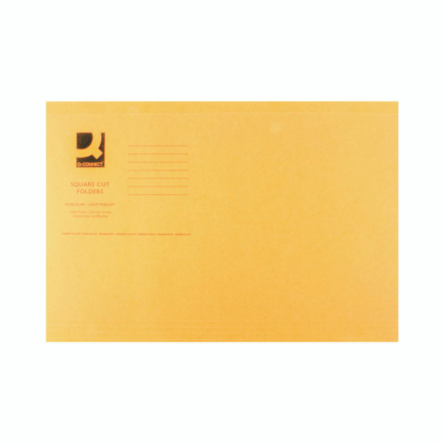 CW Office Q-Connect Square Cut Folder, bright orange lightweight file folder for organizing documents.