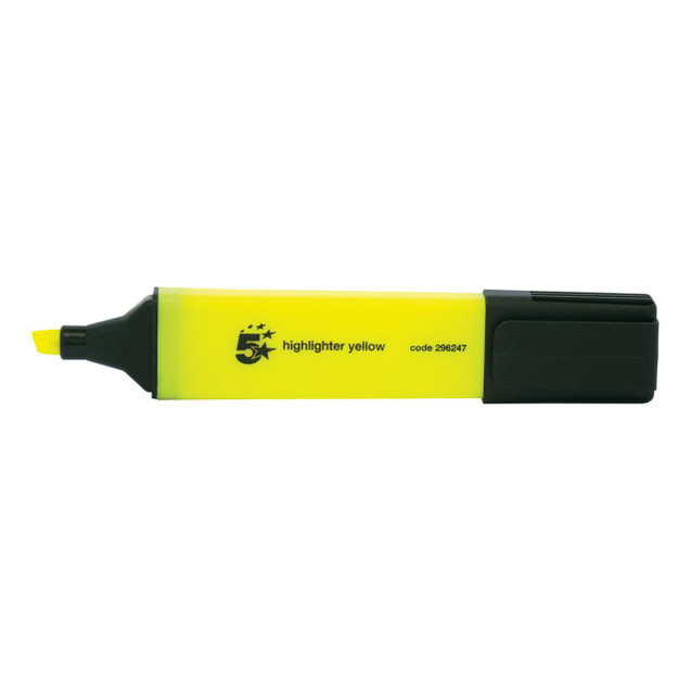CW Office Highlighter Chisel Tip Ylw PK12, yellow highlighter with chisel tip and black casing