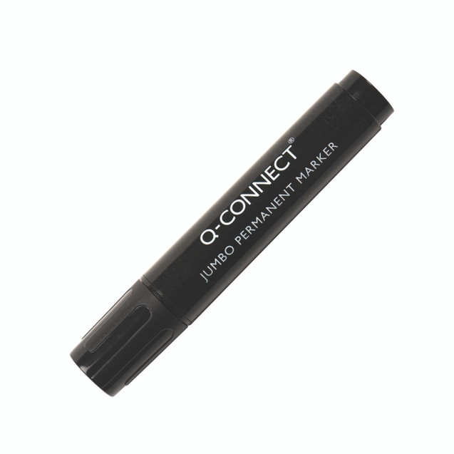Q-Connect Jumbo Permament Marker Black, product image showing a black marker pen with a cap for writing on whiteboards, labels, and other surfaces.