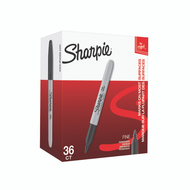 Sharpie Permnt Marker Fine BLK PK36