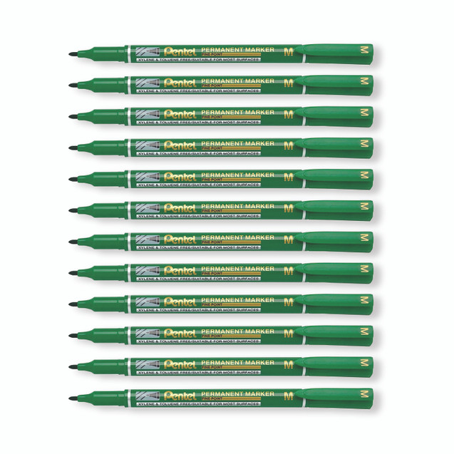 Perm Marker Fine Green PK12