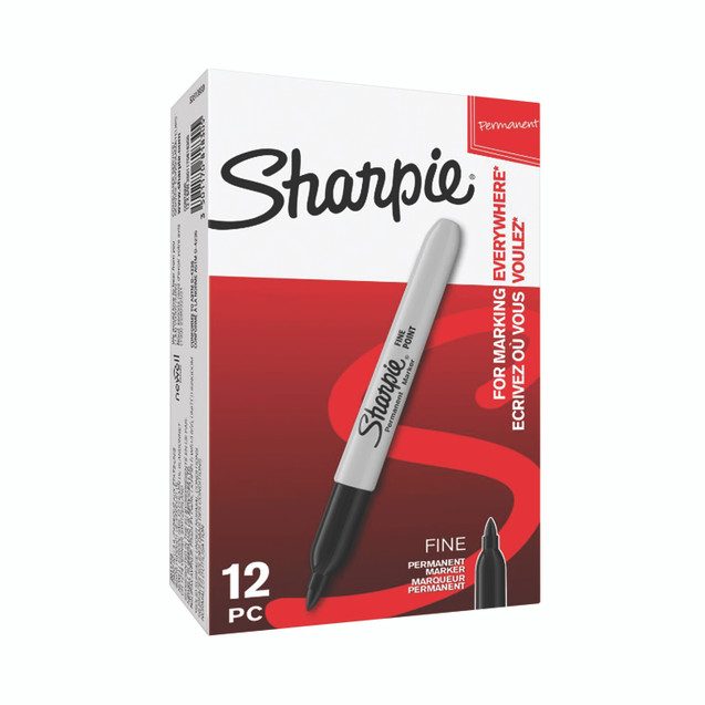 Sharpie Permnt Marker Fine BLK PK12