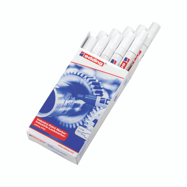 CW Office Edding 8750 Indus Paint Marker White Pen, industrial paint marker for metal and industrial surfaces, 10-pack.