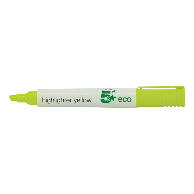 CW Office Highlighter Chisel Tip Ylw PK10, yellow highlighter pen with chisel tip and eco-friendly design.
