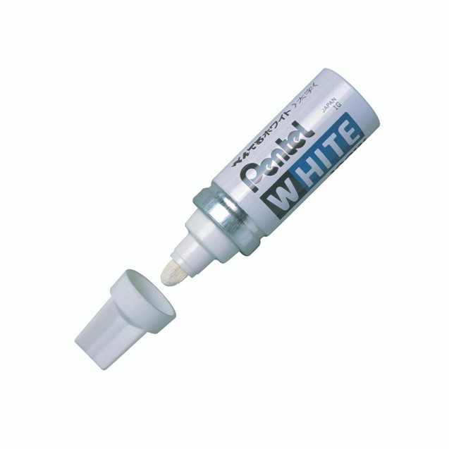CW Office Pentel X100W Perm White Marker, white permanent marker in a sealed box with cap