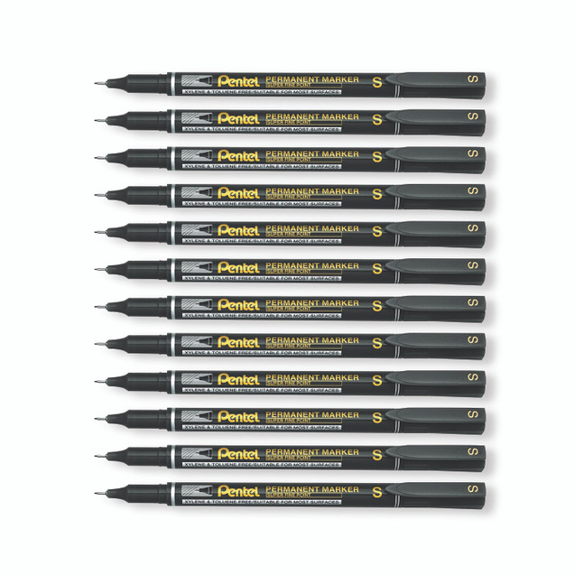 Perm Marker Super Fine Black PK12