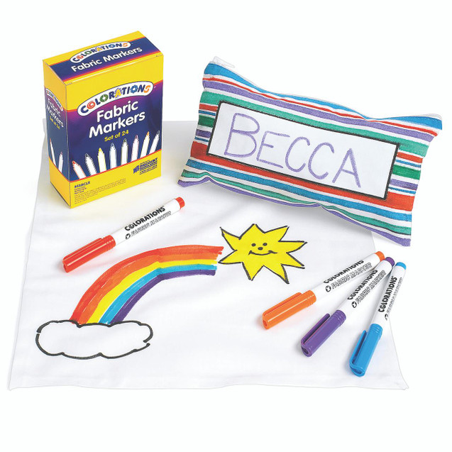 CW Office Fabric Markers PK24, set of 24 fabric markers used for coloring and decorating fabric surfaces.