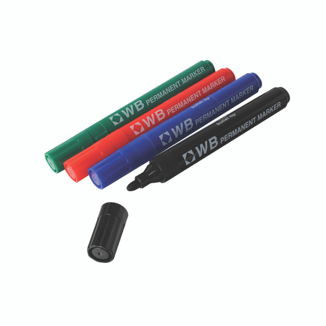 Assorted Permanent Marker Bullet PK4