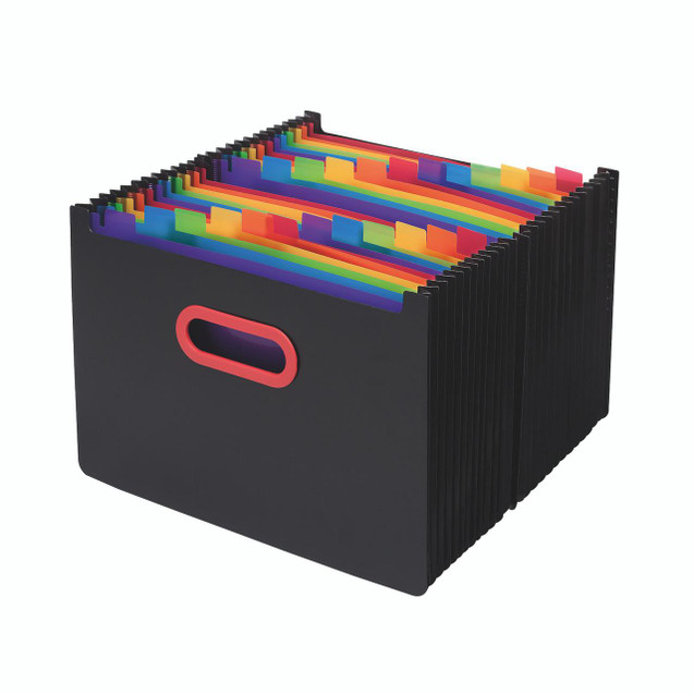 CW Office Snopake 24PRT Desk Expander A4 Rbow, colorful A4 document organizers with individual compartments for filing and organizing papers.