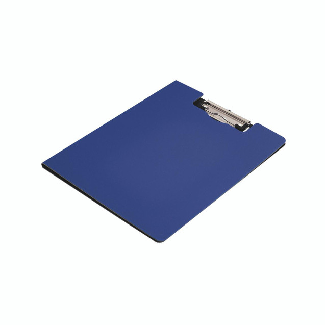CW Office Q-Connect Clipboard Foam Fold A4 Blue, blue foam fold clipboard with a metal clip for holding documents.