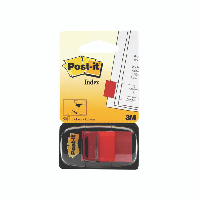 CW Office 3M Post-it Tape Flags Red 680-1 PK600, product image showing a pack of 600 red adhesive flags for marking and organizing documents.