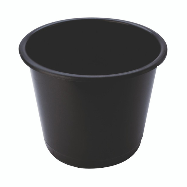 CW Office Q-Connect Waste Bin 14 Litre BLK, black plastic waste bin for office use.