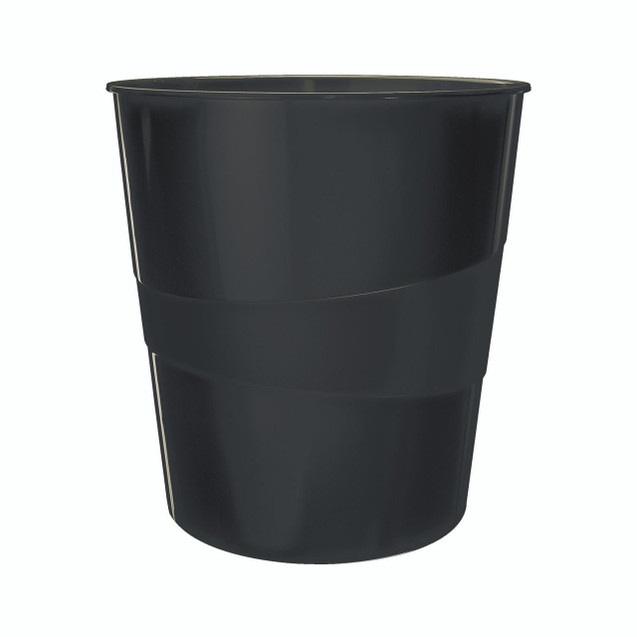 CW Office Leitz Recycle Waste Bin 15L Black, a black recycling waste bin with a sleek modern design and smooth finish.