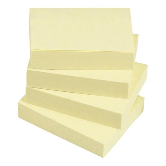 CW Office Re-Move Sticky Note 38X51MM Yellow Pack 12, stack of yellow sticky notes for office use.