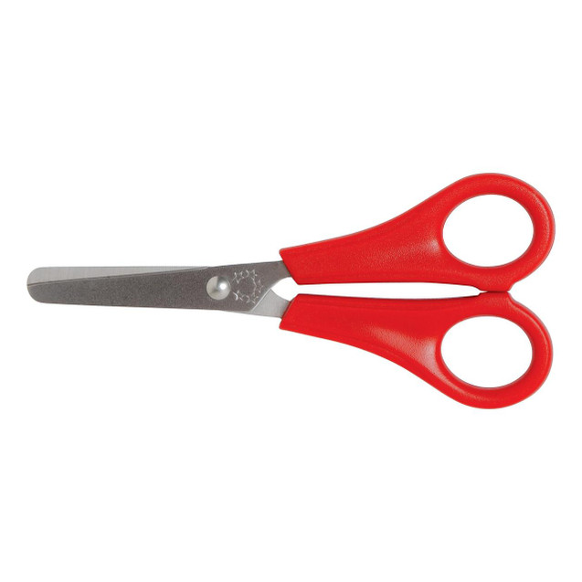 CW Office School Scissors Sless Stl 130MM Red, red-handled small craft scissors for cutting paper and fabric.
