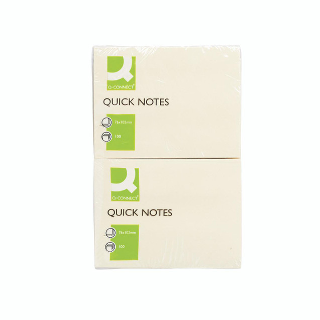 CW Office Q-Connect Sticky Note 76x102mm PK12, retail pack of 12 sticky notes with 76 by 102 millimeter size, perfect for office use and reminders.