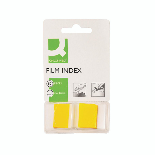 CW Office Q-Connect Page Marker 1 Inch Yellow, pack of 50 yellow page markers for bookmarks or highlighting.