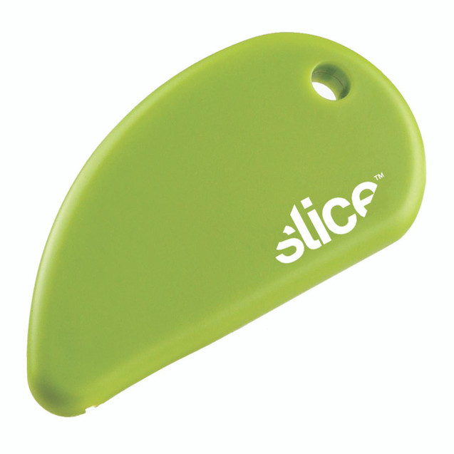 CW Office Slice Safety Cutter Green, ergonomic green plastic safety cutter for office and craft use.