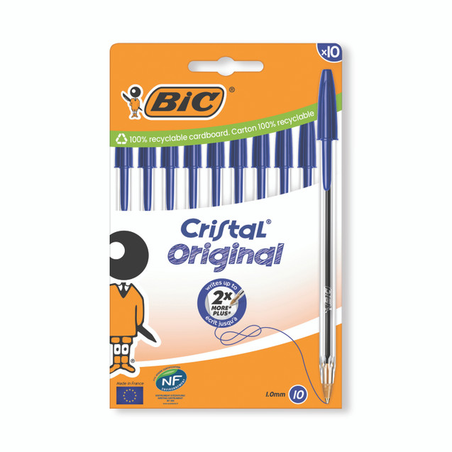 Bic Cristal Ball Pen Med BLU PK10