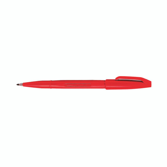 CW Office Pentel S520 Sign Water Based Pen Red, red water based pen with push-button retractable tip and smooth ink flow