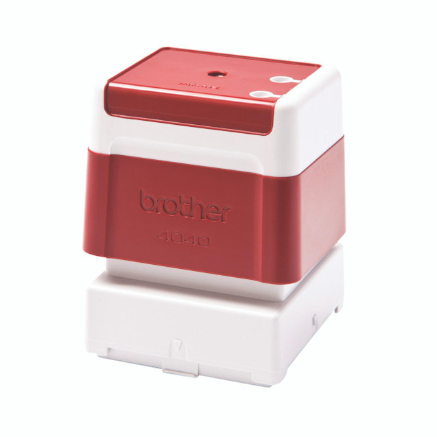 CW Office Brother PR4040R Stamp Red PR4040R6P, red and white self-inking stamp with Brother logo, designed for office stamping needs.