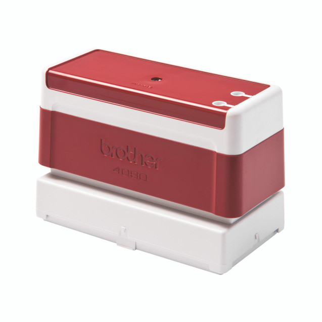 CW Office Brother PR4090R Stamp Red PR4090R6P, red and white self-inking rubber stamp used for office documentation.