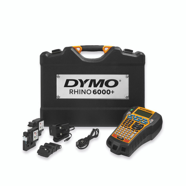CW Office Dymo Rhino 6000PLUS Label Maker and Case, portable label maker with accessories and carrying case.