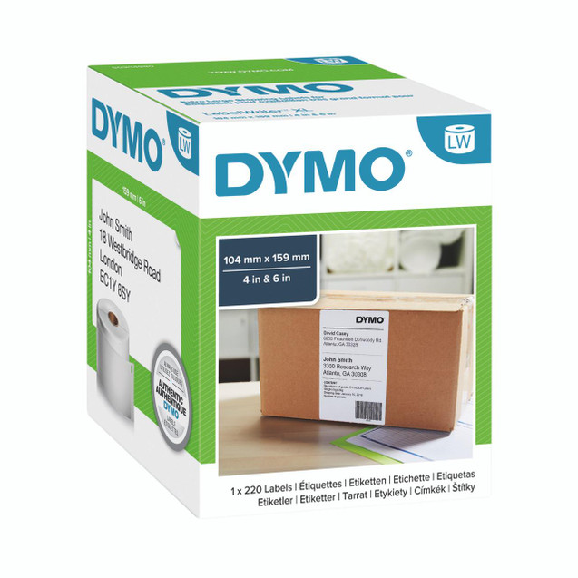 CW Office Dymo Labelwriter XL Ship Lab PK220, product packaging with shipping labels and specifications.