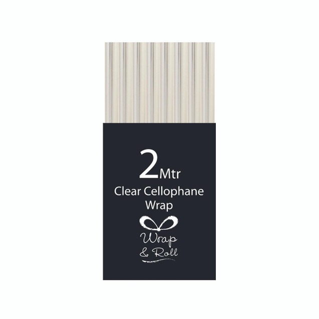 CW Office Eurowrap Cellophane Roll 2M Clear, transparent cellophane wrap roll with a 2-meter length.
