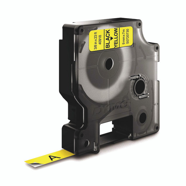Dymo D1 Labelmaker Tape 9MM BLK/Yllw