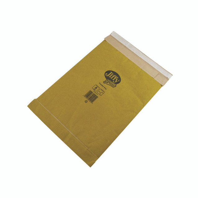 CW Office Jiffy Padded 295X458MM Gold PK10, a yellow padded jiffy envelope with black printed logo and icons for protective mailing.