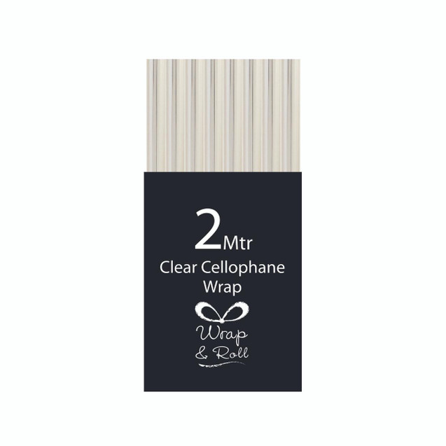 CW Office Eurowrap Cellophane Roll 2M Clr PK49, transparent clear cellophane wrap roll for packaging and gift wrapping.