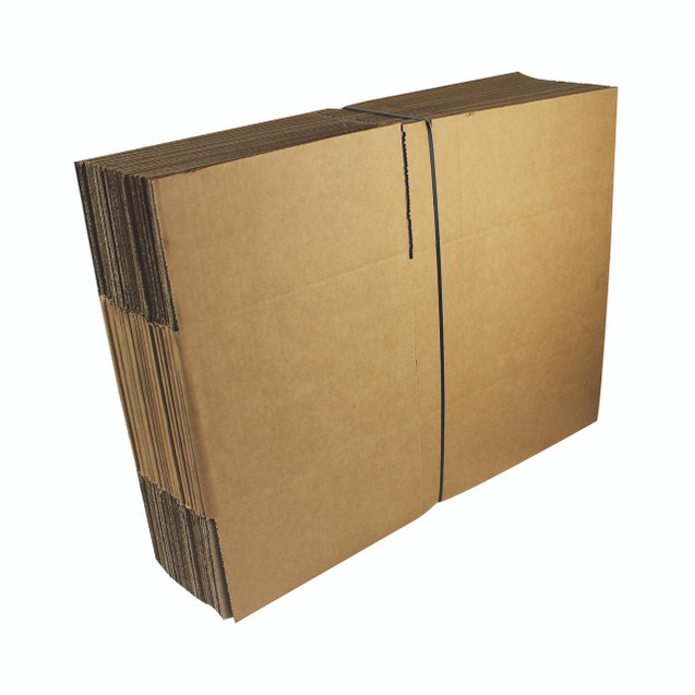 CW Office Single Wall 330X254X178MM Cartons, stack of brown cardboard cartons used for packaging and shipping.